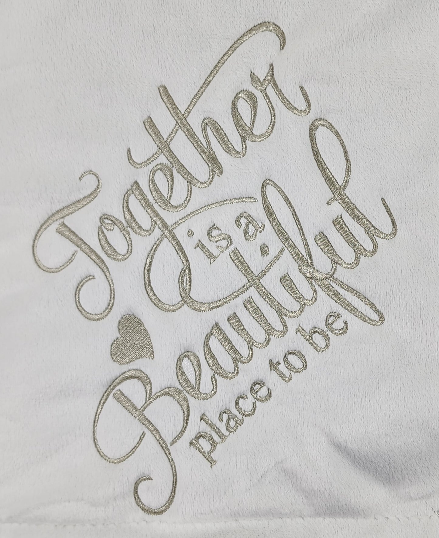 Luxe Faux Fur/Minky Embroidered Throw - Together is a Beautiful Place to Be