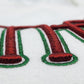MERRY 3D Puff Embroidered Crew Sweatshirt - White with Metallic Red/Green