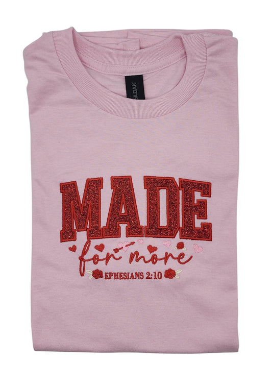 Made for More Valentine Embroidered Glitter Applique Tee Shirt - Pink/Red