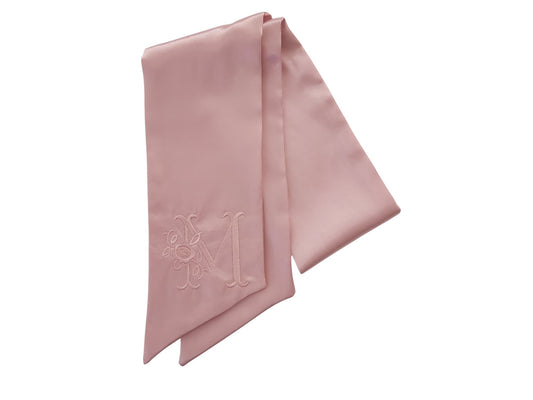 Handmade Satin Monogrammed Bouquet Sash - Blush Pink