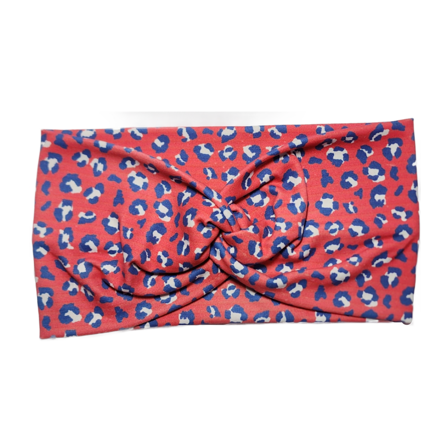 Patriotic Leopard Twist Knot Fashion Headband - Red White and Blue