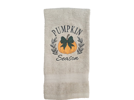 Pumpkin Season Embroidered Hand Towel - Khaki