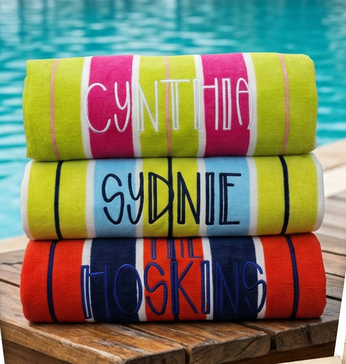 Personalized Embroidered Cabana Stripe Towel