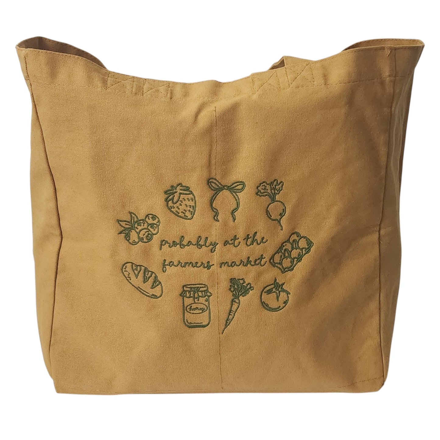 Probably At The Farmers  Market Embroidered Market Tote Bag