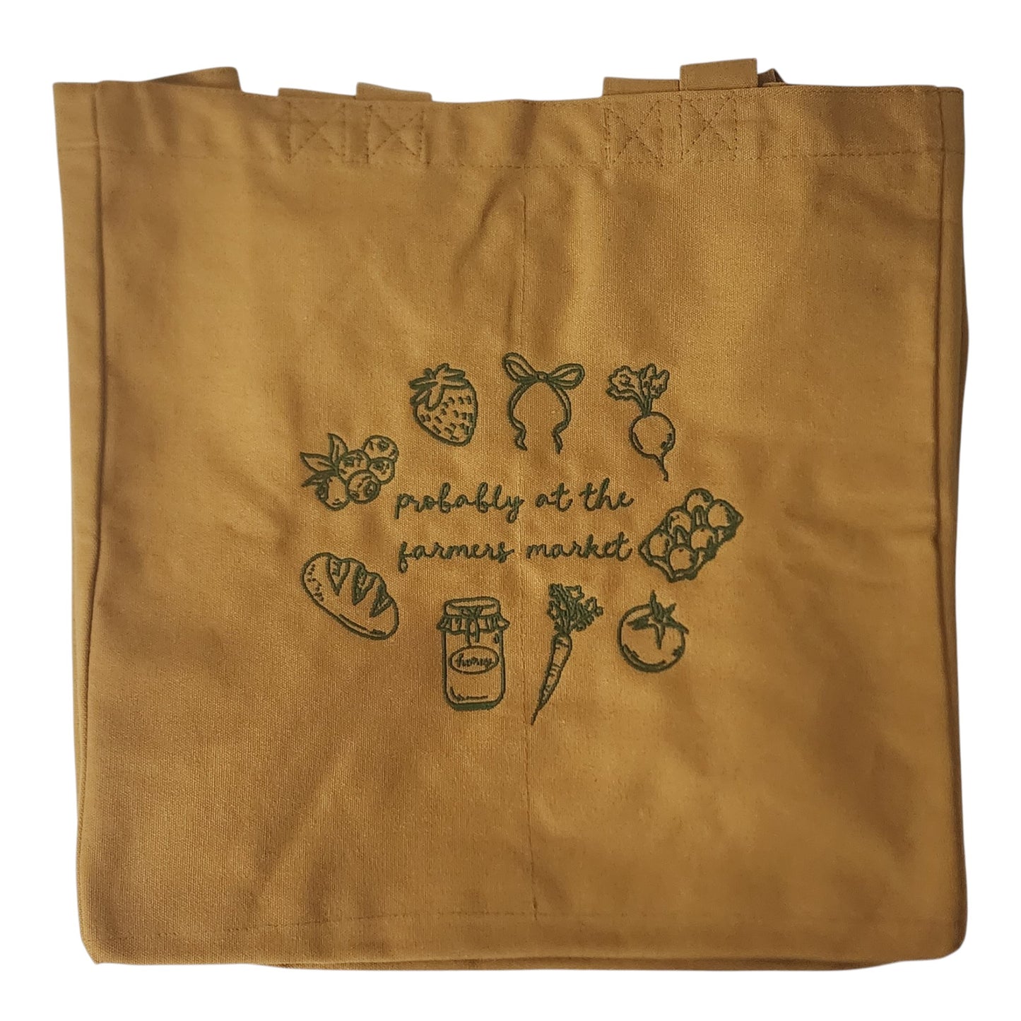 Probably At The Farmers  Market Embroidered Market Tote Bag