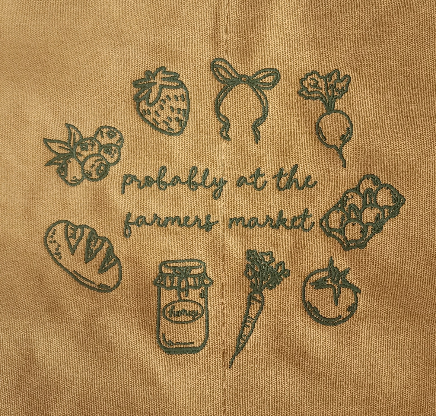 Probably At The Farmers  Market Embroidered Market Tote Bag