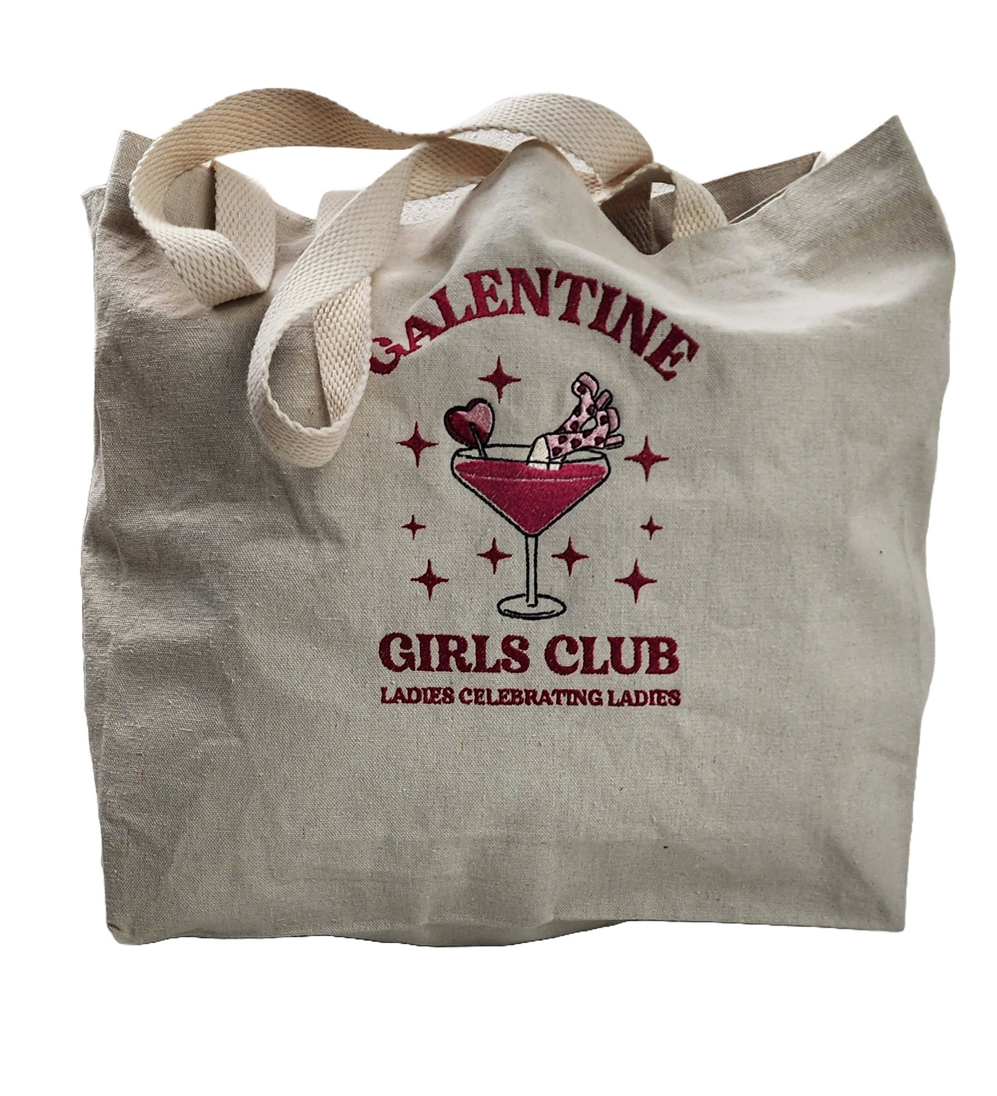 Galentine Girls Club Canvas Tote Bag - Natural