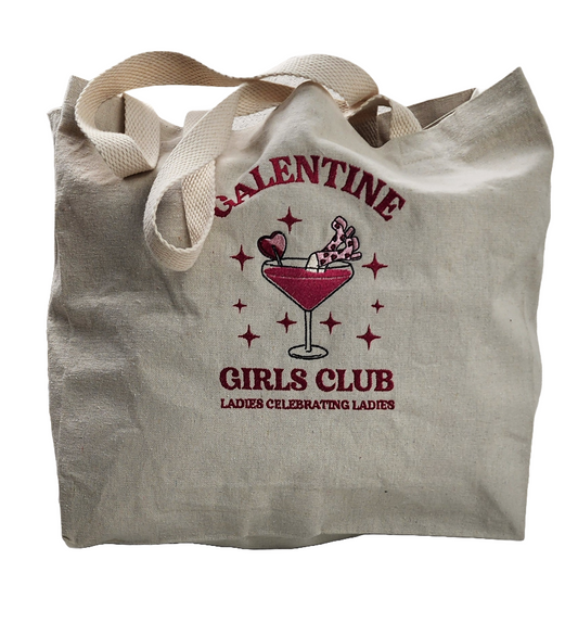 Galentine Girls Club Canvas Tote Bag - Natural