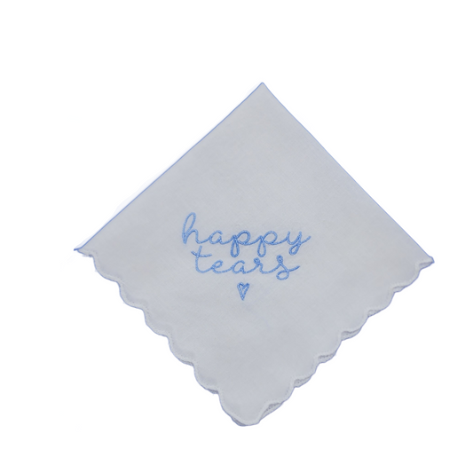 Square Scalloped Edge Handkerchief - Happy Tears