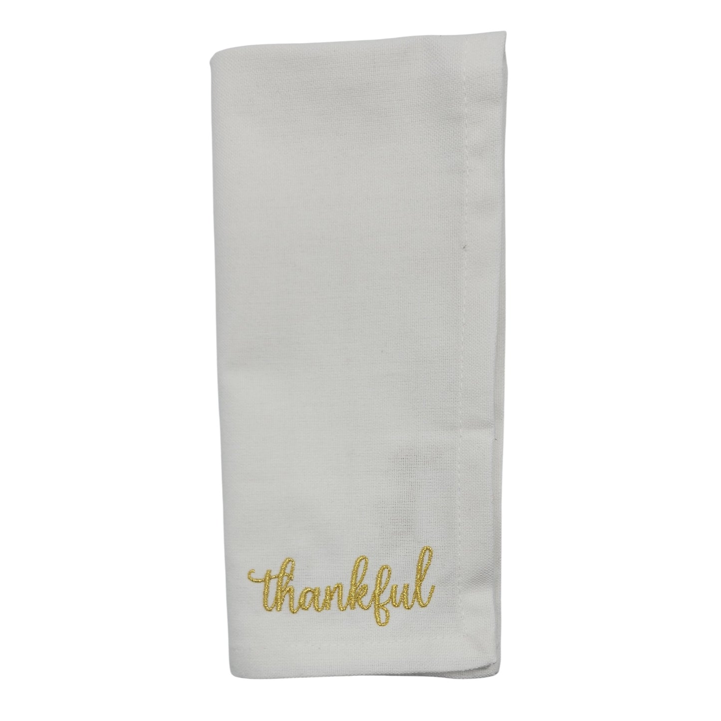 Thanksgiving Sentiments Embroidered Cotton 18x18 inch Dinner Napkins