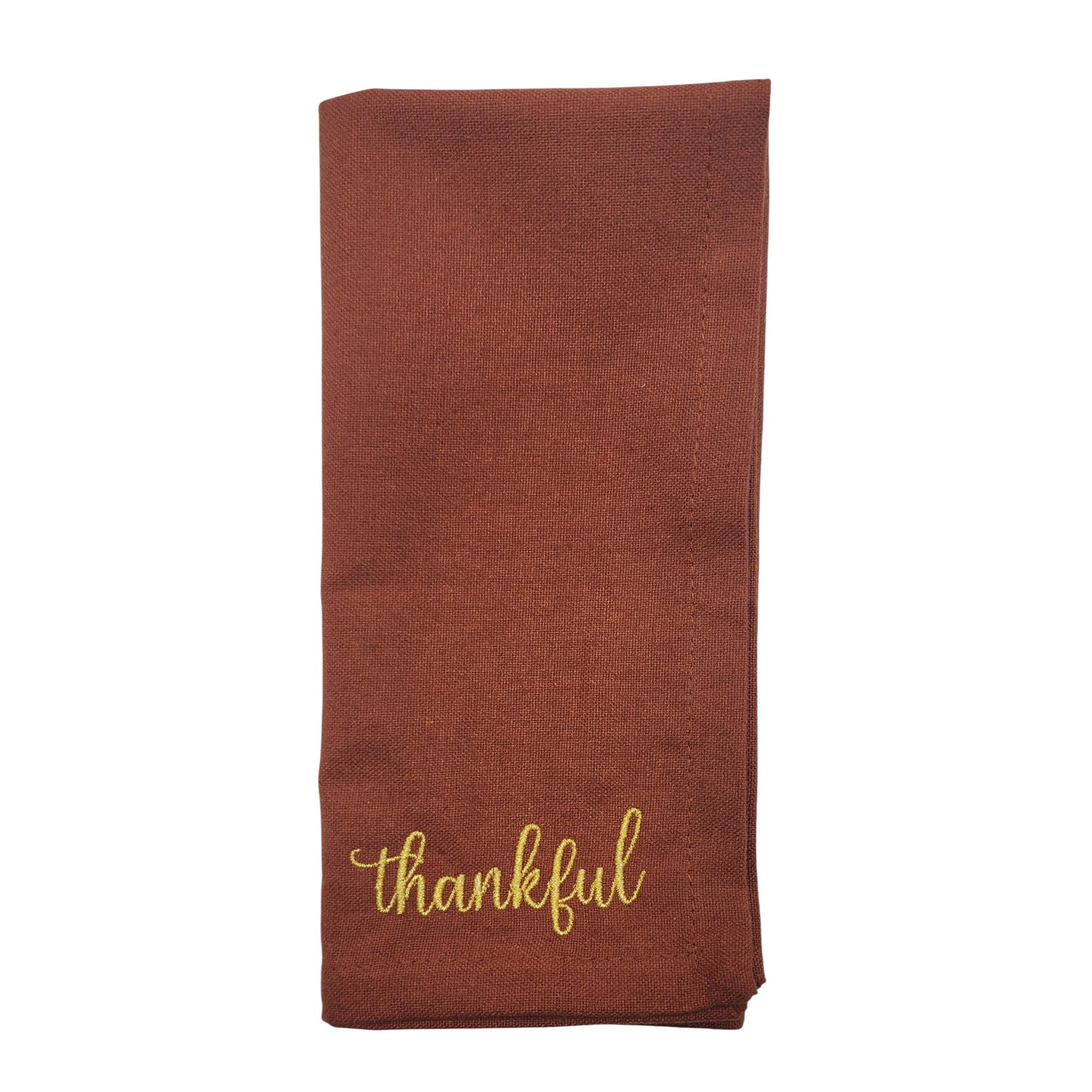 Thanksgiving Sentiments Embroidered Cotton 18x18 inch Dinner Napkins