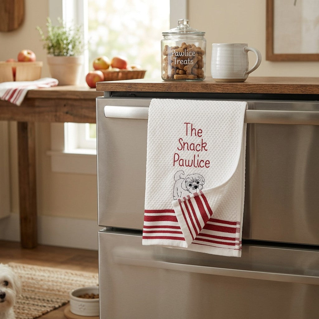 The Snack Pawlice Embroidered Kitchen Dish Towel