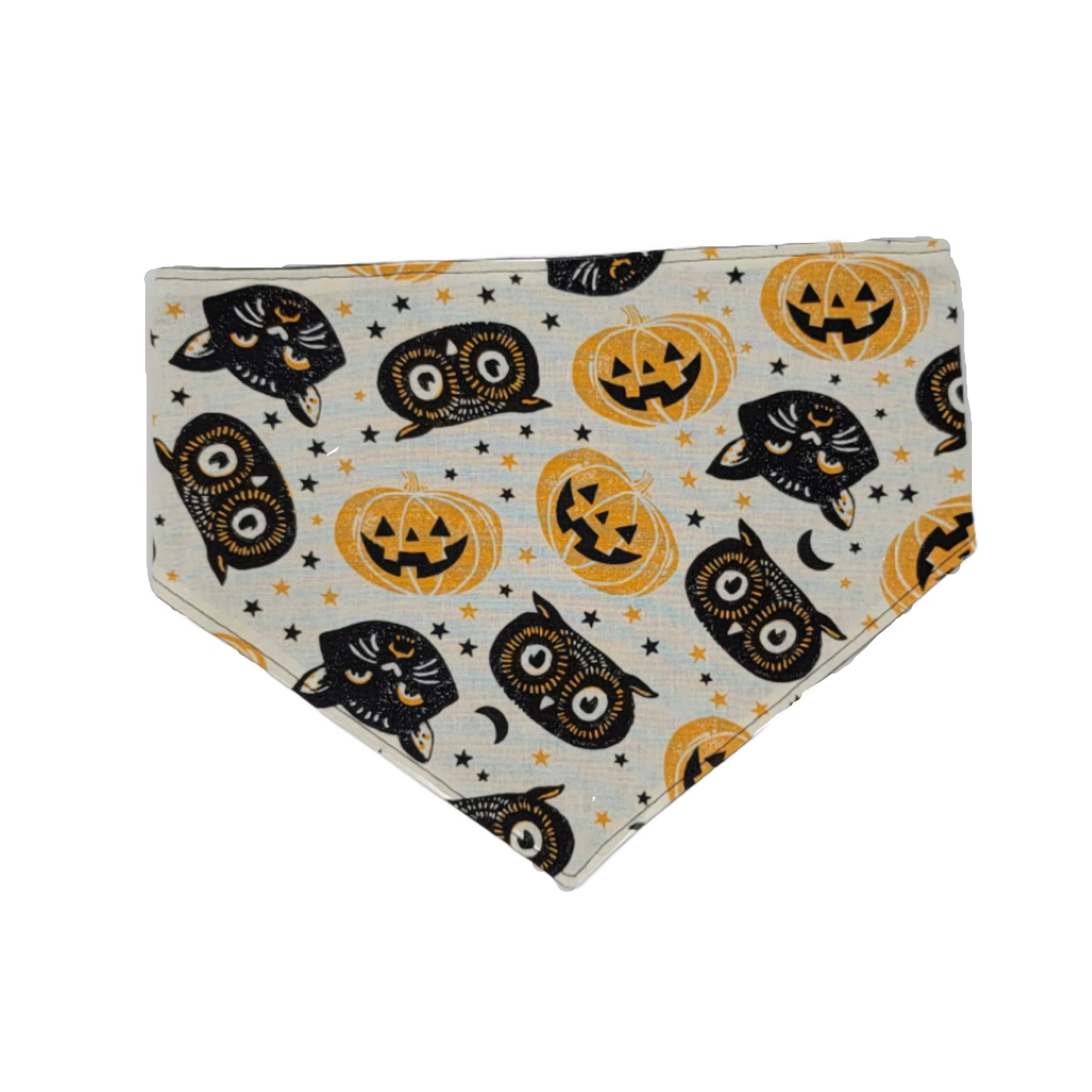 Reversible Halloween Pet Bandana - Owl/Cat/Pumpkin Print