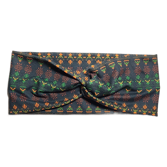 BHM Tribal Print Twist Knot Fashion Headband - Black/Red/Green/Gold