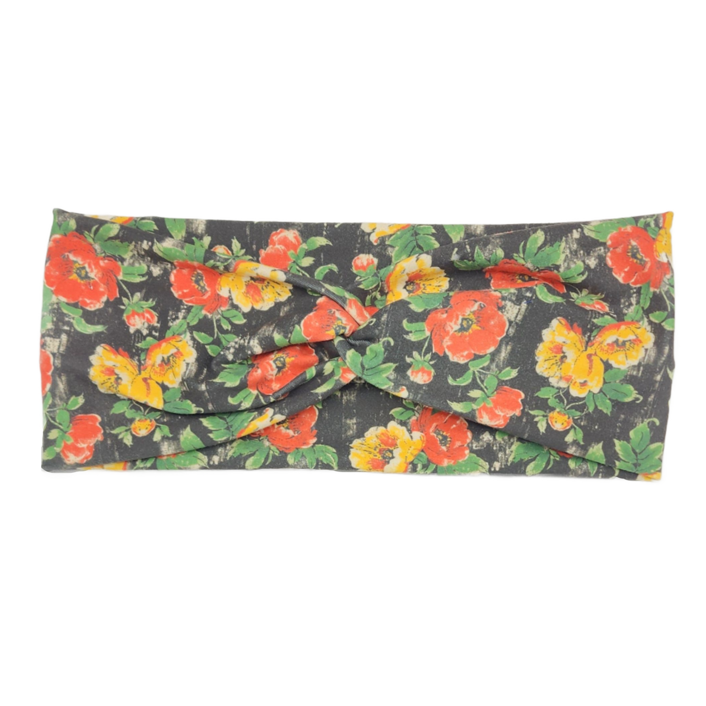 BHM Floral Print Twist Knot Fashion Headband - Black/Red/Green/Gold