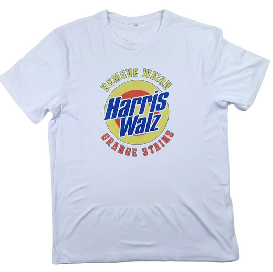 UNISEX Short Sleeve Crew Neck Tee Shirt - Harris Walz, Remove Weird Orange Stains