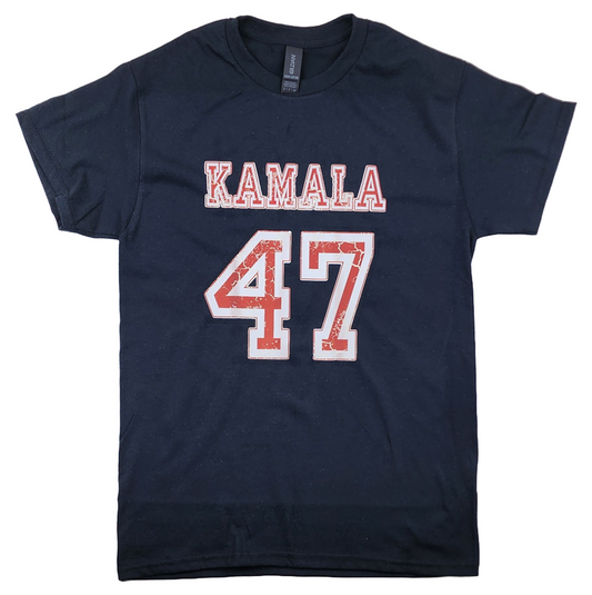 KAMALA 47 UNISEX Short Sleeve Crew Neck Tee Shirt - Black/Red/Natural