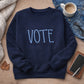 VOTE Embroidered Glitter Puff Fleece Crew Sweatshirt