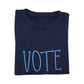 VOTE Embroidered Glitter Puff Fleece Crew Sweatshirt