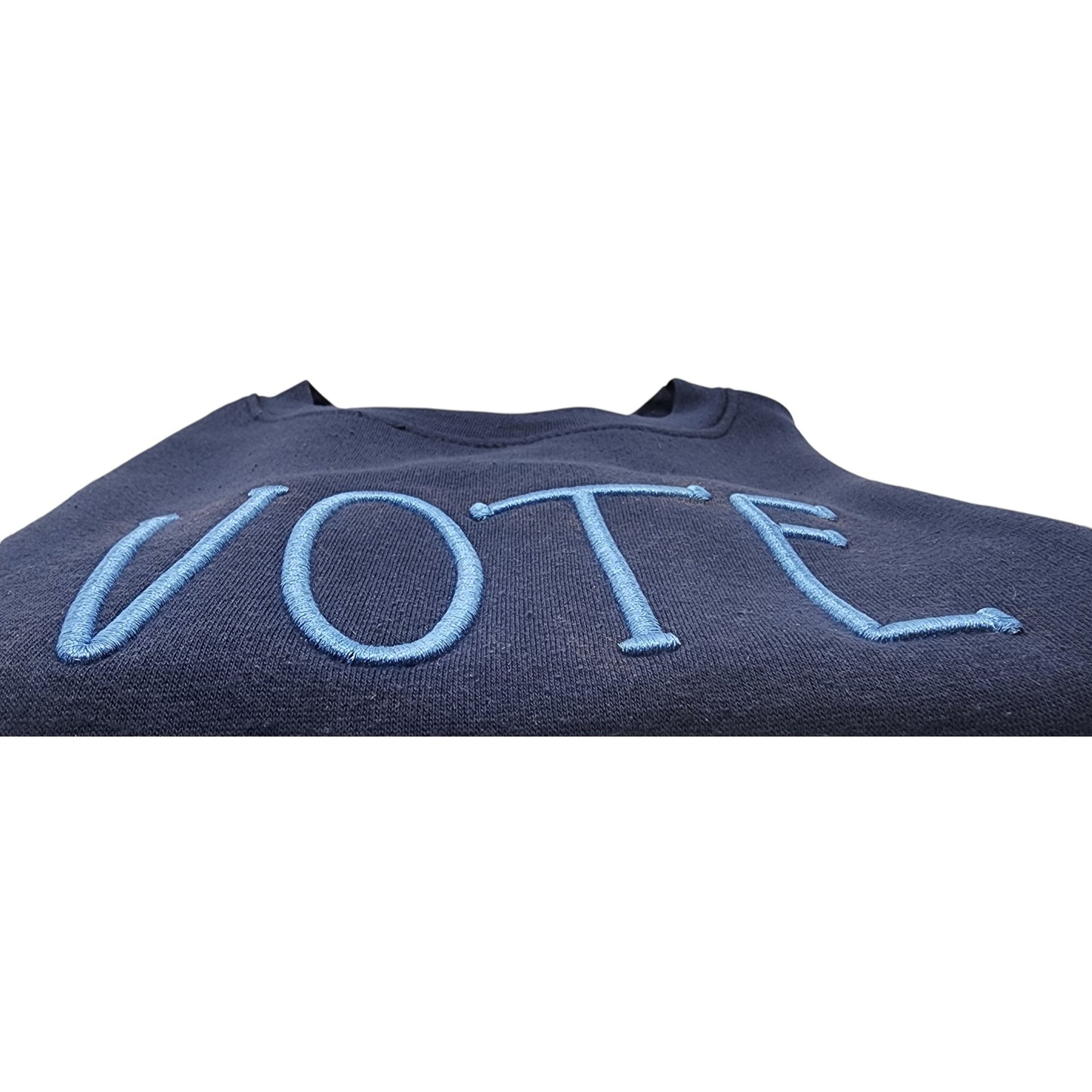 VOTE Embroidered Glitter Puff Fleece Crew Sweatshirt