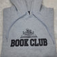 BOOK CLUB Embroidered Glitter Applique Fleece Hooded Sweatshirt Sweater - Gray/Black