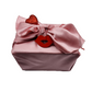 Furoshiki 3 pc Fabric Gift Wrap Kit - Valentines/Pink Satin