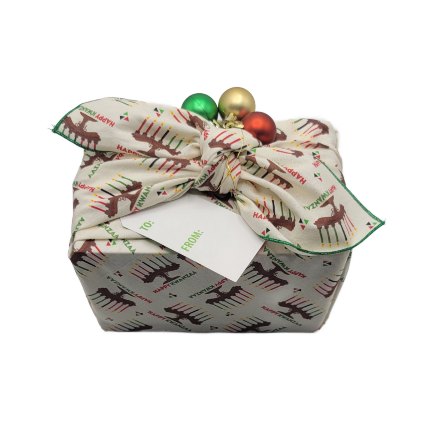 Furoshiki 3 pc Fabric Gift Wrap Kit - Holiday/Happy Kwanzaa