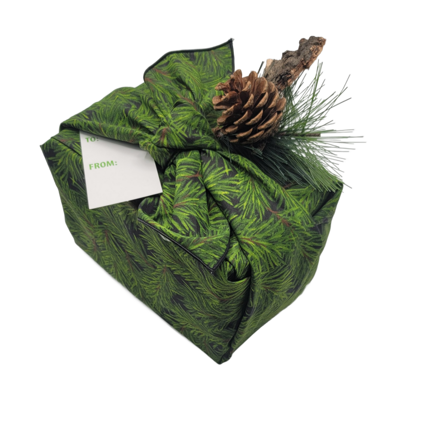 Furoshiki 3 pc Fabric Gift Wrap Kit - Holiday/Photoreal Christmas Tree
