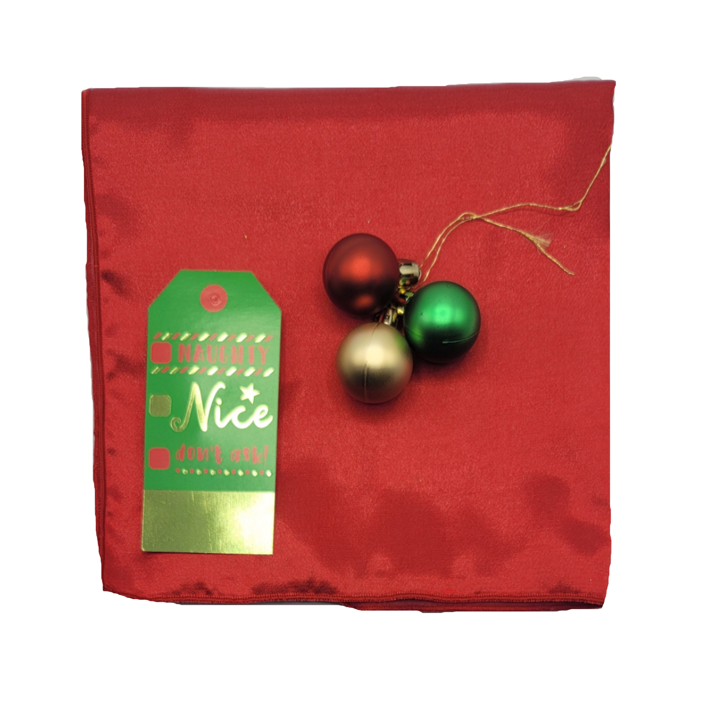 Furoshiki 3 pc Fabric Gift Wrap Kit - Holiday/Red Satin