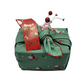 Furoshiki 3 pc Fabric Gift Wrap Kit - Holiday/Mint Green Santa