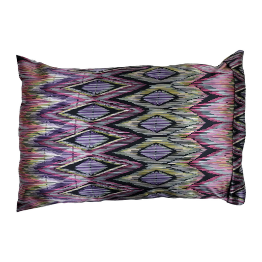 Luxe Satin Zippered Pillowcase - Flamestitch Print