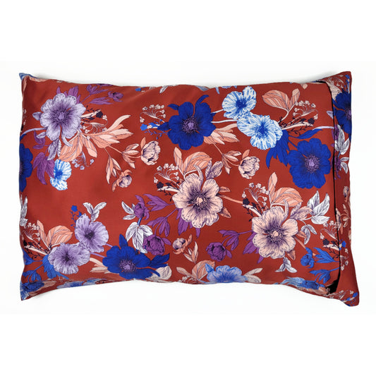 Luxe Satin Zippered Pillowcase - Cinnamon Floral