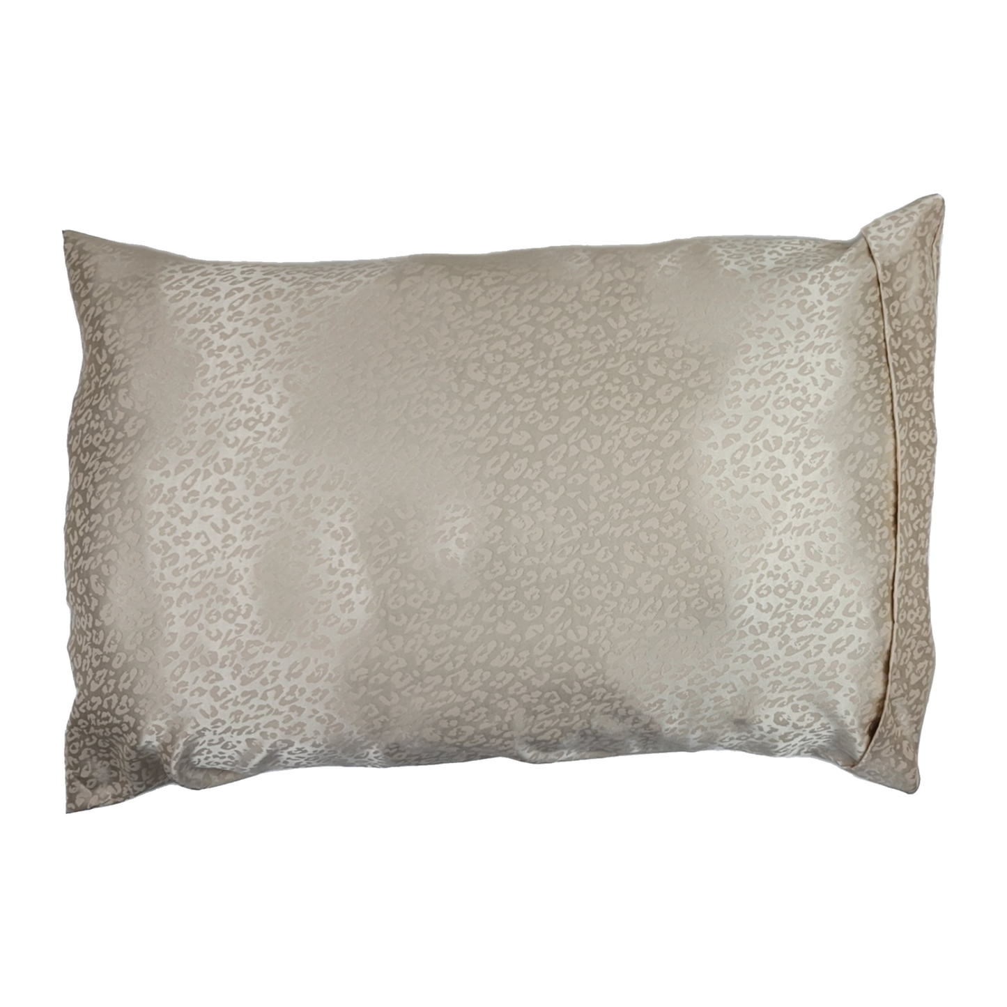 Luxe Satin Zippered Pillowcase - Taupe Jacquard Leopard Print