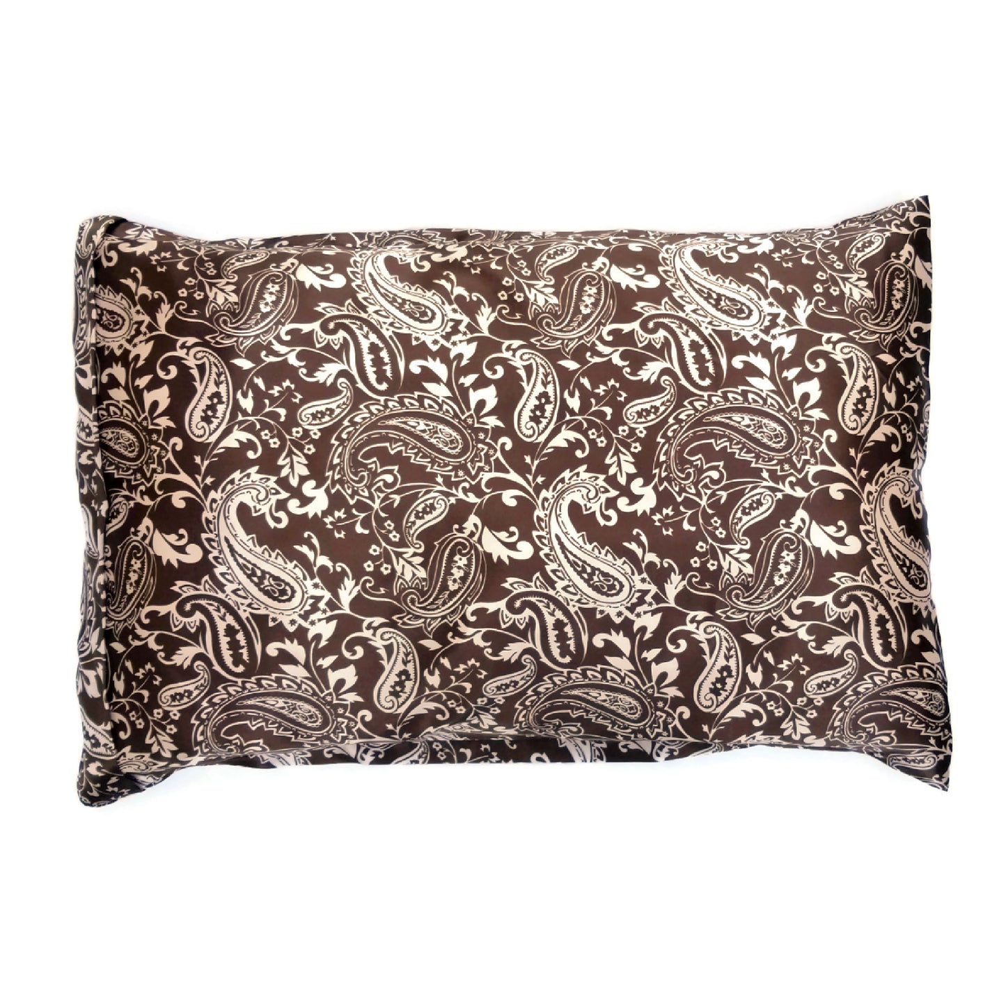 Luxe Satin Zippered Pillowcase - Paisley Chocolate/Pink