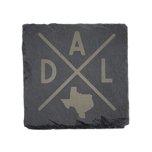 Square Laser Etched Slate Coaster - Dallas Texas