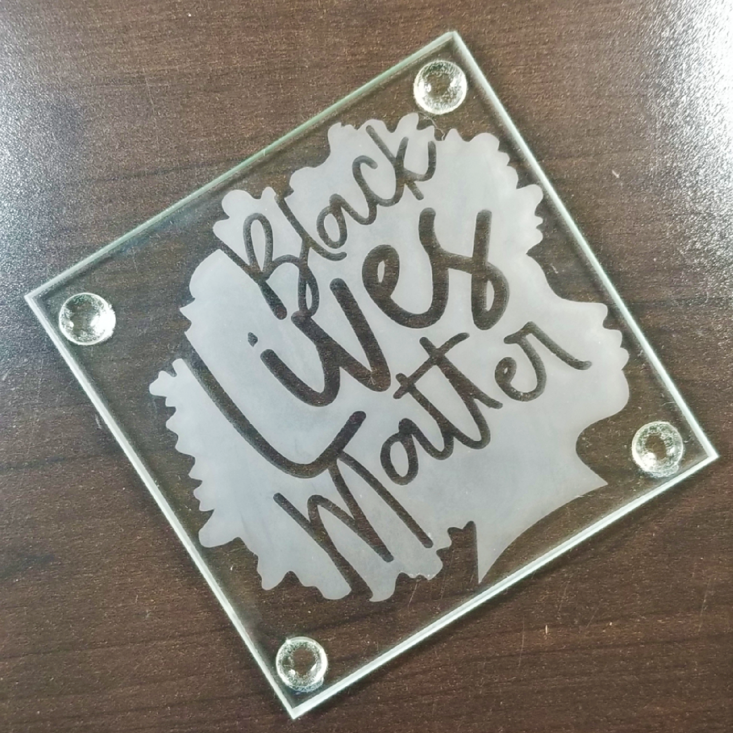 Square Etched Glass Coaster - Black Lives Matter