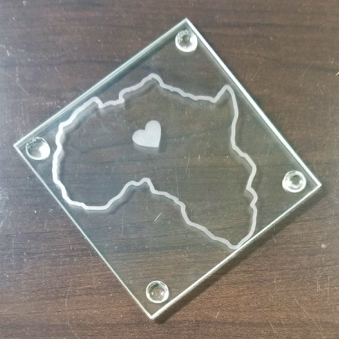 Square Etched Glass Coaster - The Heart of Africa
