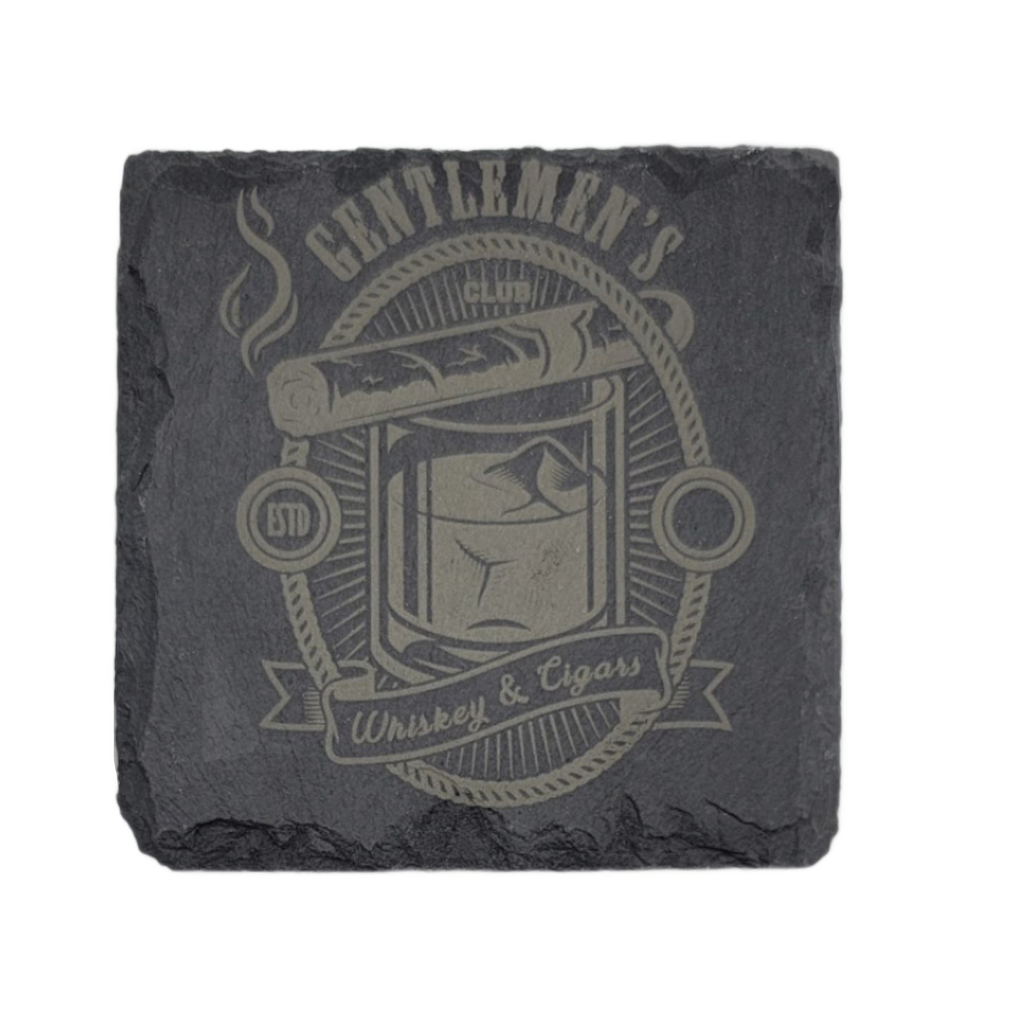 Square Laser Etched Slate Coaster - Gentleman's Club