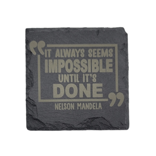 Square Laser Etched Slate Coaster - Nelson Mandela Quote