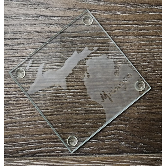 Michigan State Pride Square Etched Glass Coaster